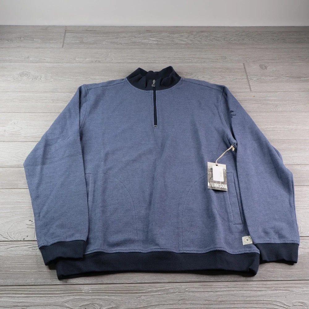 NWT Linksoul Cypress Point Club 1/4 Zip Men's L Cotton Pullover Sweater